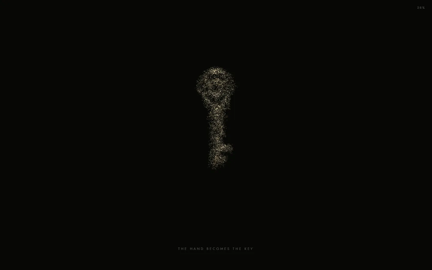 Gold dust gathered into the shape of a key
